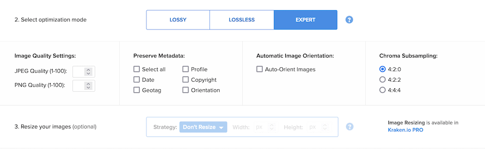 The Kraken Expert mode options under the