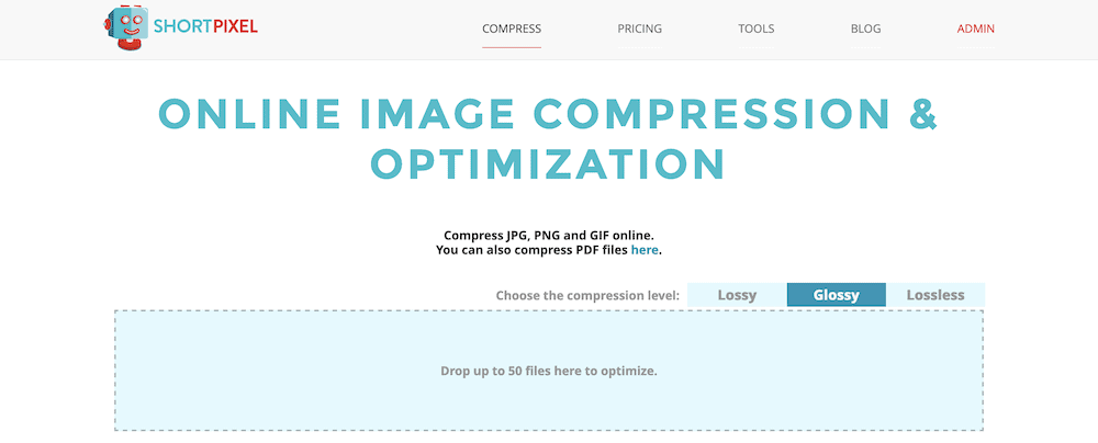 The ShortPixel interface, showing the ShortPixel logo at the top, above the words