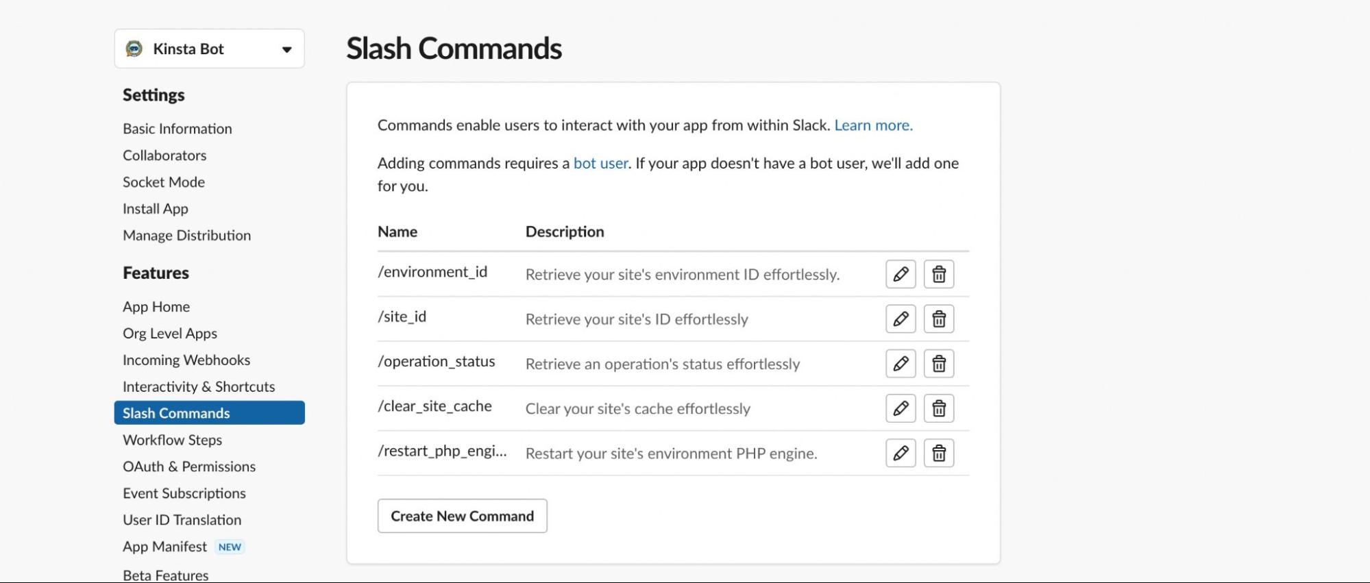 Creating Slash Commands on Slack to interact with Kinsta API